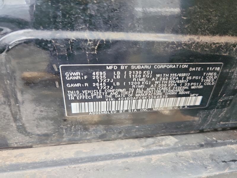 2019 SUBARU OUTBACK 2.5I PREMIUM 13