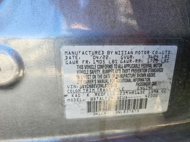 2022 NISSAN VERSA SV 13