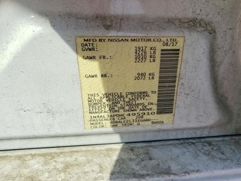 2017 NISSAN ALTIMA 2.5 S 12