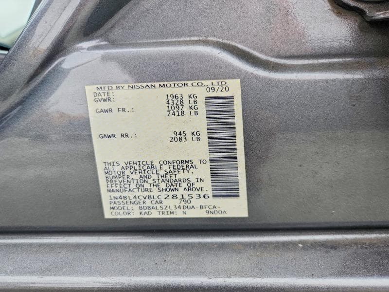 2020 NISSAN ALTIMA SR 13