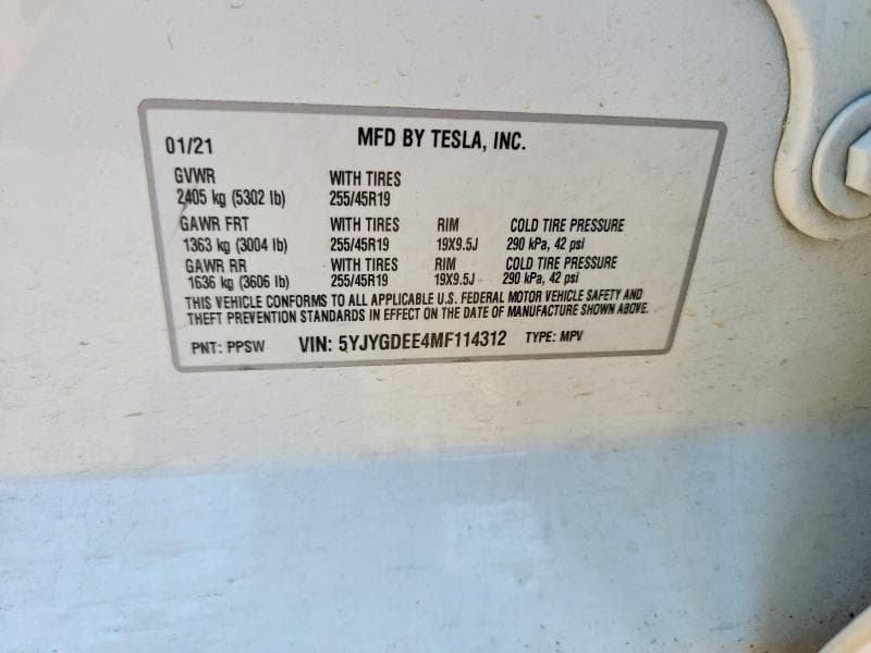 2021 TESLA MODEL Y 12