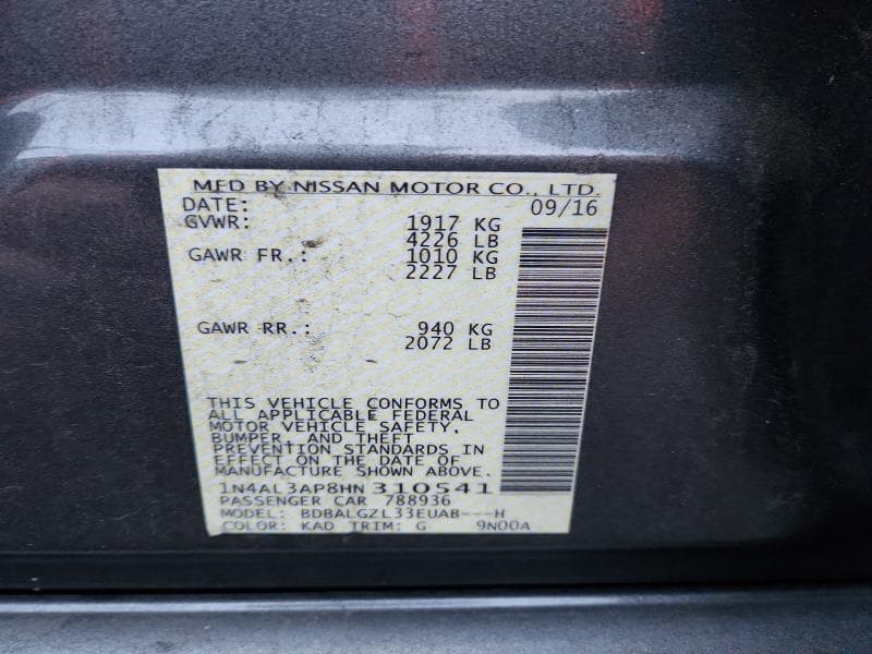 2017 NISSAN ALTIMA 2.5 S 12