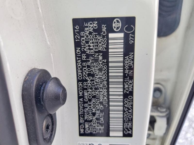 2017 TOYOTA PRIUS TWO ECO 12