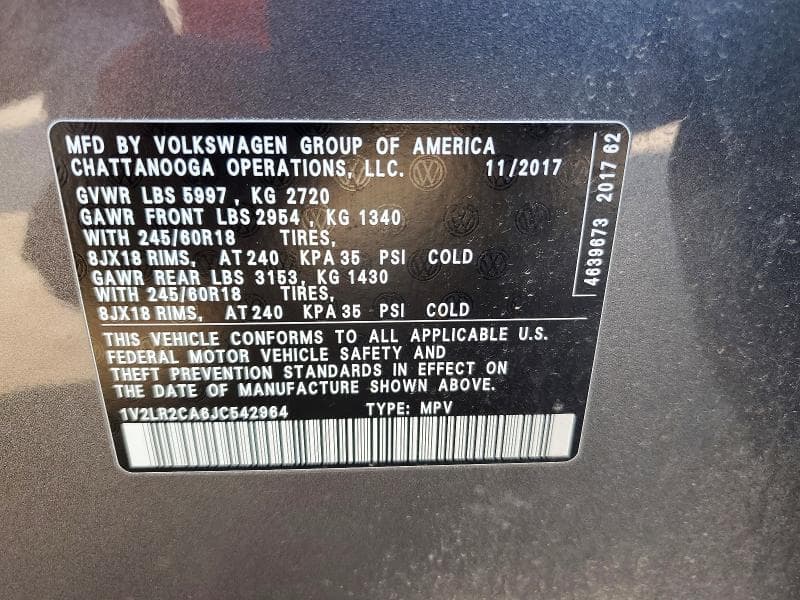 2018 VOLKSWAGEN ATLAS SE 14