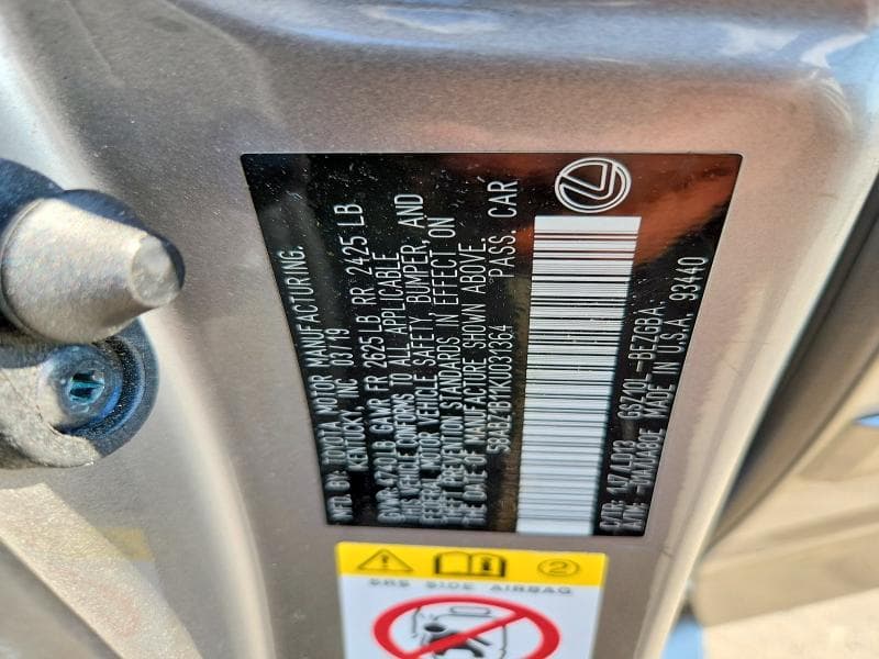 2019 LEXUS ES 350 12