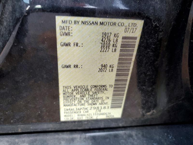 2017 NISSAN ALTIMA 2.5 SR 12