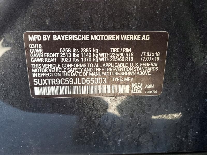 2018 BMW X3 XDRIVE30I 13