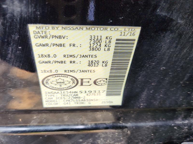 2017 NISSAN TITAN SV 12