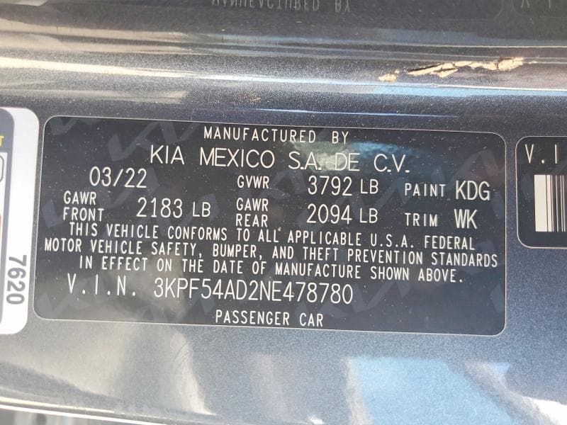 2022 KIA FORTE GT LINE 12