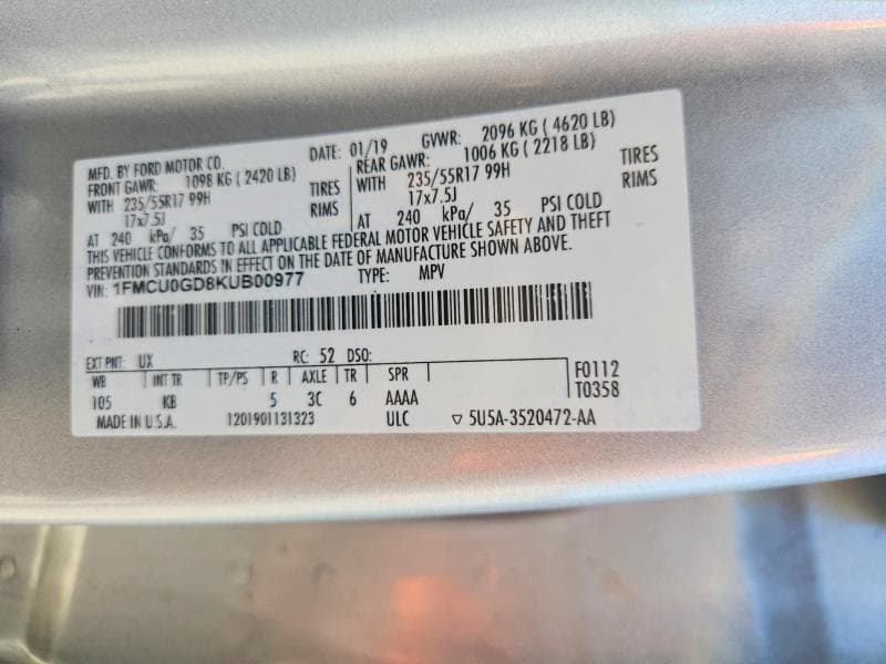 2019 FORD ESCAPE SE 14