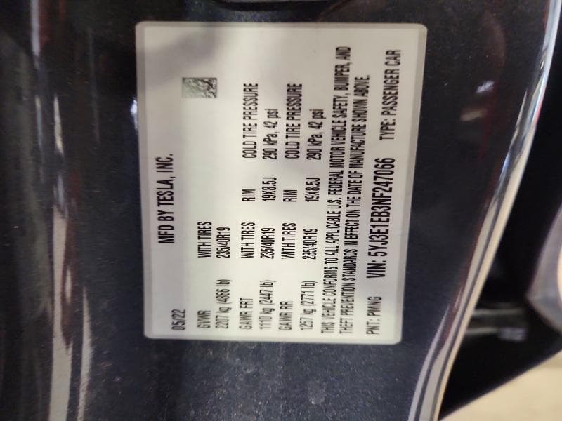 2022 TESLA MODEL 3 12