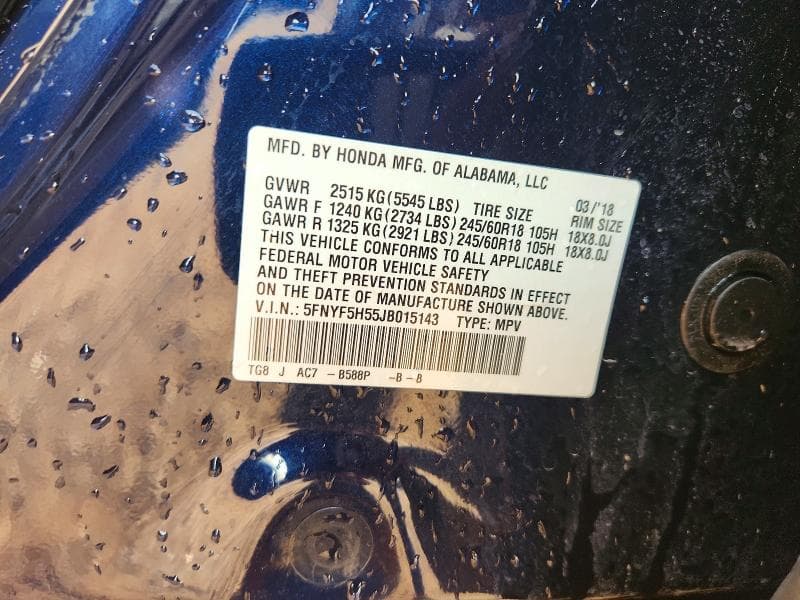 2018 HONDA PILOT EXL 14