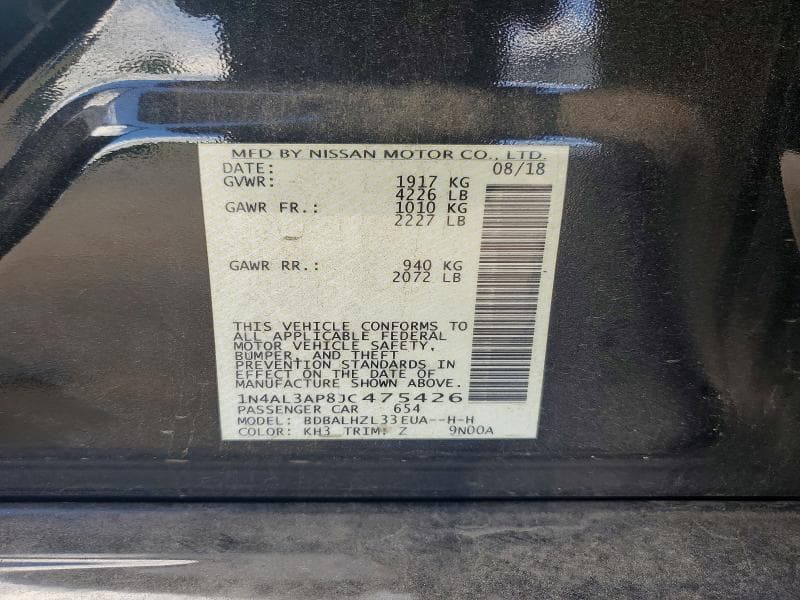 2018 NISSAN ALTIMA 2.5 SR 12