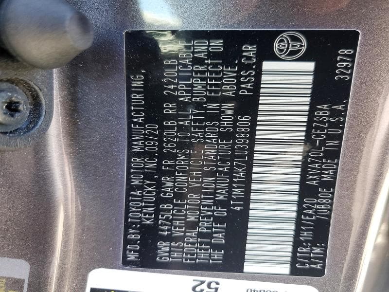 2020 TOYOTA CAMRY SE 13