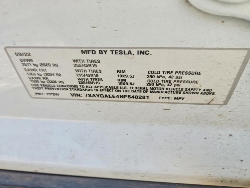 2022 TESLA MODEL Y 14