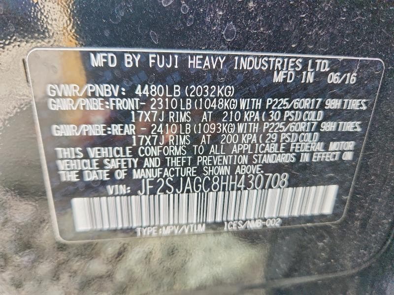 2017 SUBARU FORESTER 2.5I PREMIUM 13