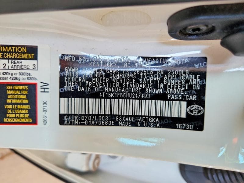 2017 TOYOTA AVALON XLE 12