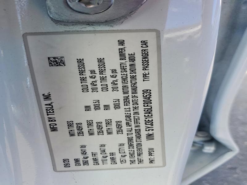 2020 TESLA MODEL 3 13