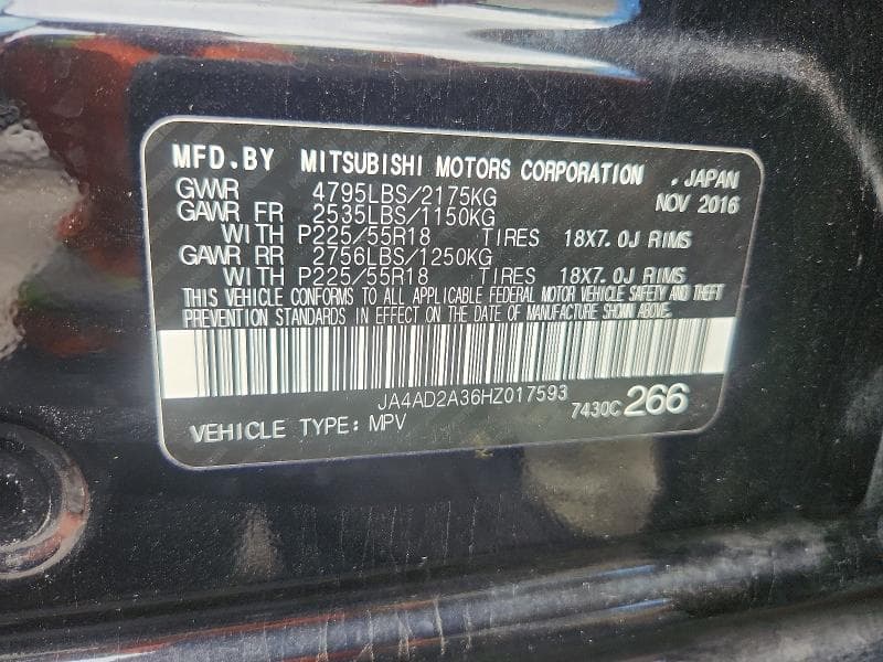 2017 MITSUBISHI OUTLANDER ES 12
