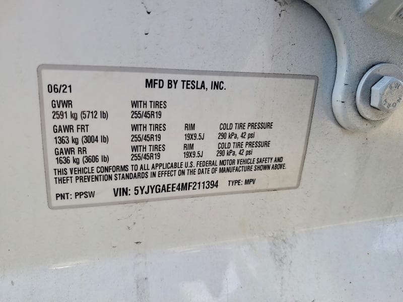 2021 TESLA MODEL Y 12