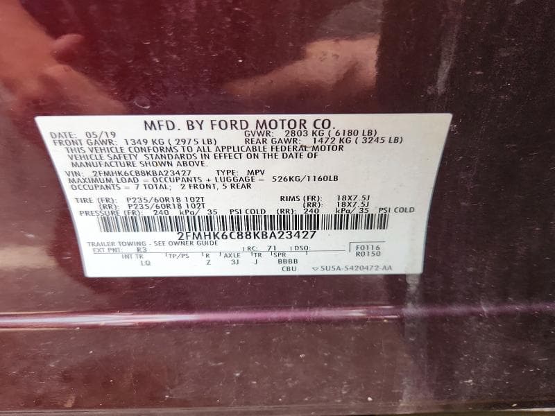 2019 FORD FLEX SEL 13