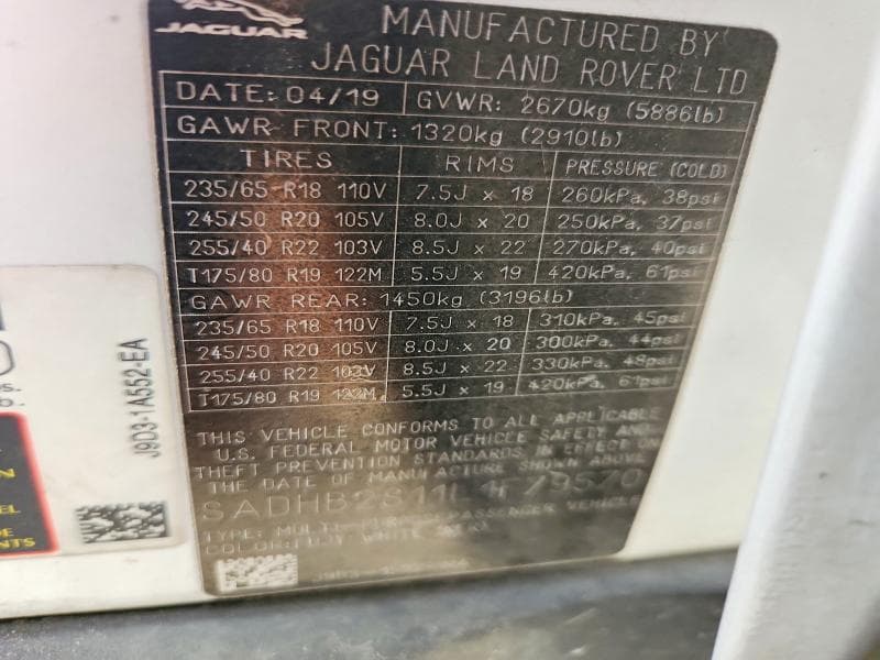 2020 JAGUAR I-PACE S 12