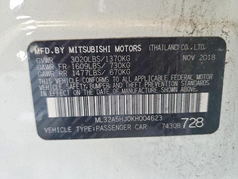 2019 MITSUBISHI MIRAGE LE 13
