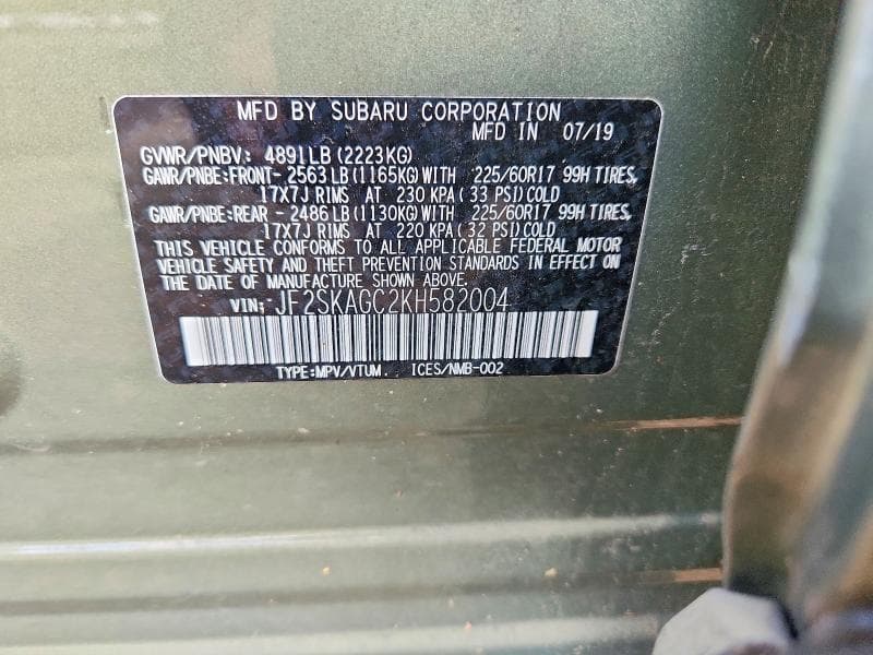 2019 SUBARU FORESTER PREMIUM 12