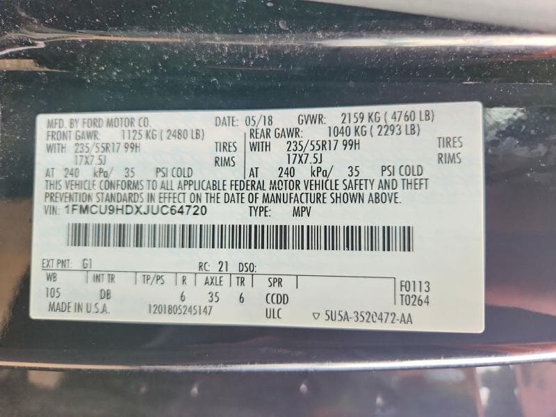2018 FORD ESCAPE SEL 13
