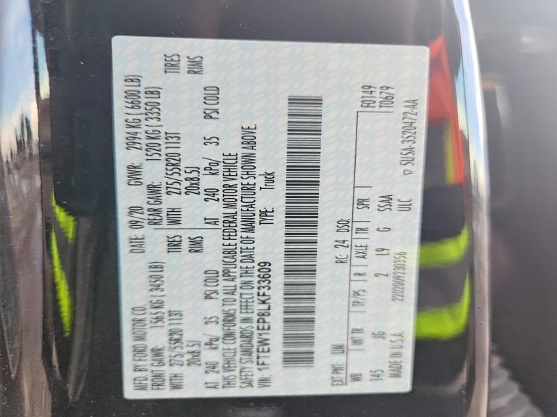 2020 FORD F150 SUPERCREW 12