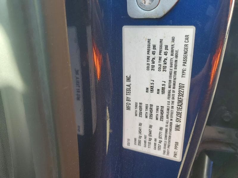 2019 TESLA MODEL 3 12