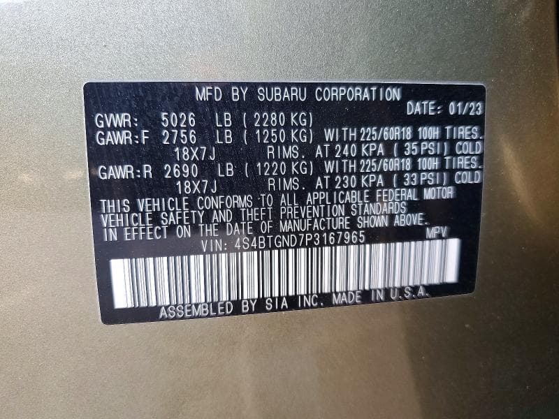 2023 SUBARU OUTBACK LIMITED XT 12