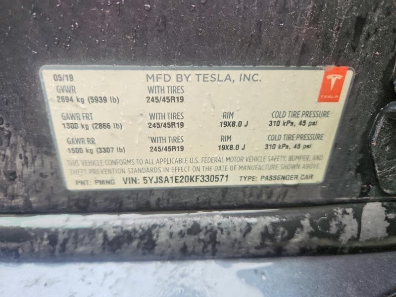 2019 TESLA MODEL S 12