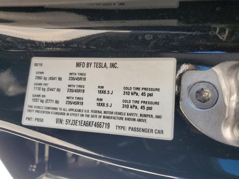 2019 TESLA MODEL 3 13