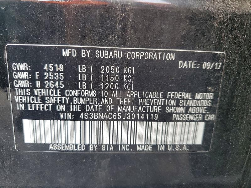 2018 SUBARU LEGACY 2.5I PREMIUM 12