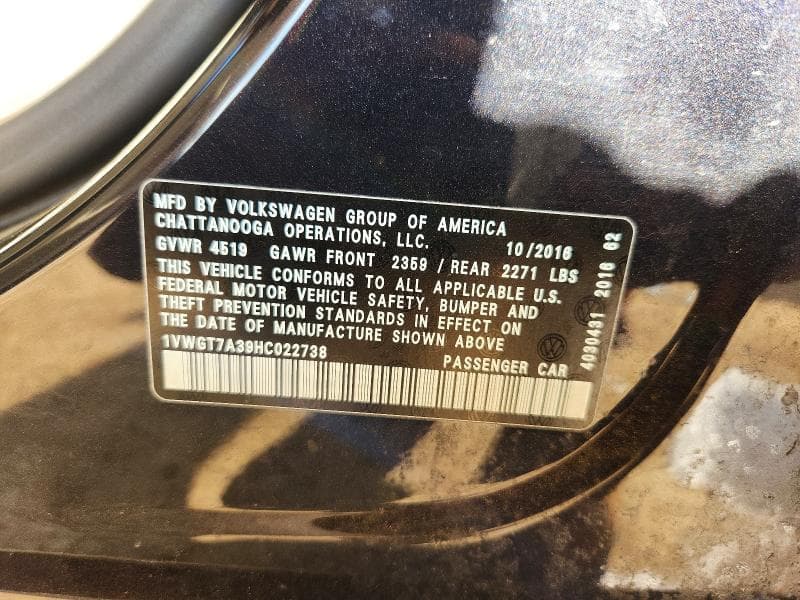2017 VOLKSWAGEN PASSAT SE 12