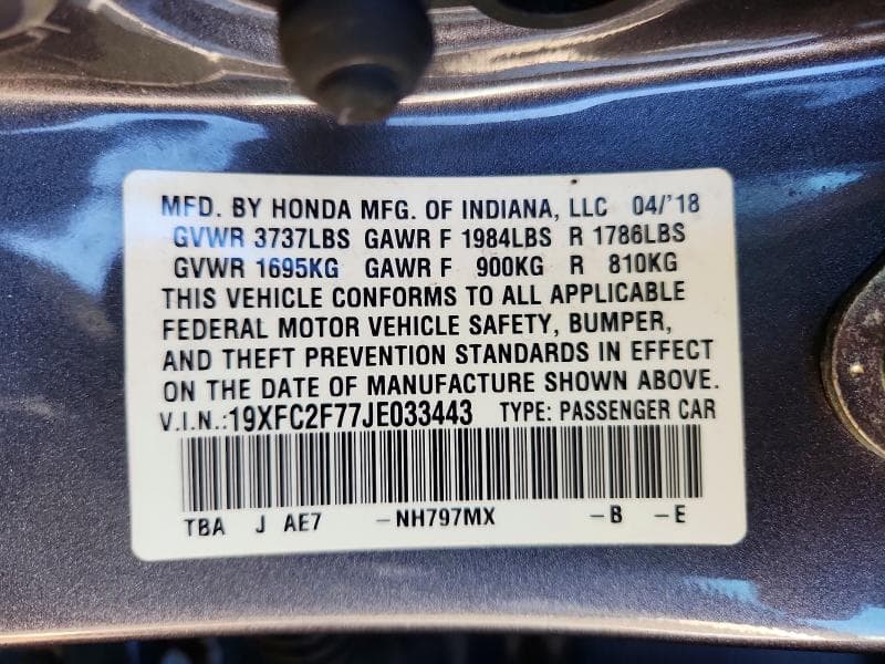 2018 HONDA CIVIC EX 12