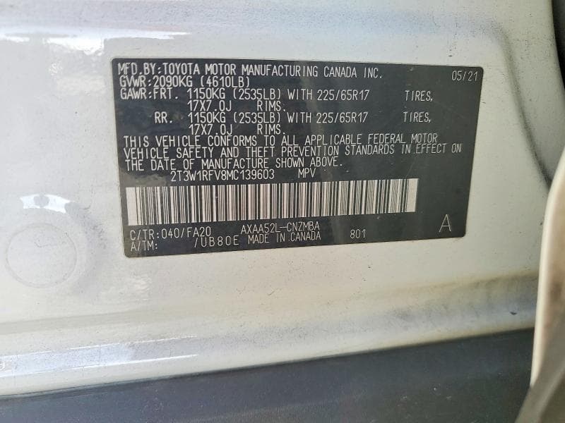 2021 TOYOTA RAV4 XLE 13