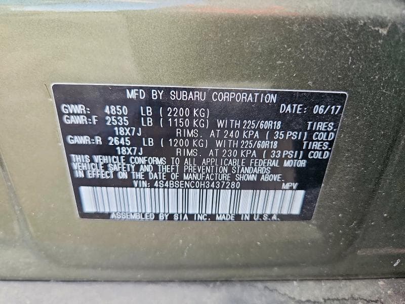 2017 SUBARU OUTBACK 3.6R LIMITED 13