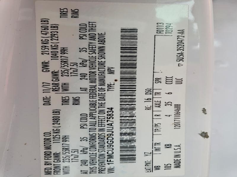 2018 FORD ESCAPE SE 12