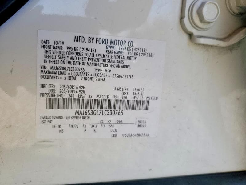 2020 FORD ECOSPORT SE 13
