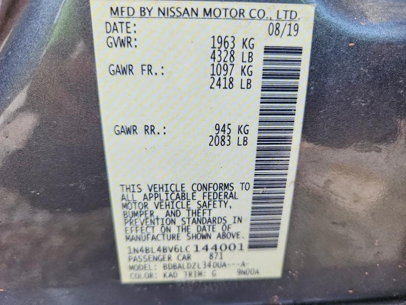 2020 NISSAN ALTIMA S 13
