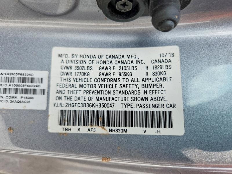 2019 HONDA CIVIC EX 13