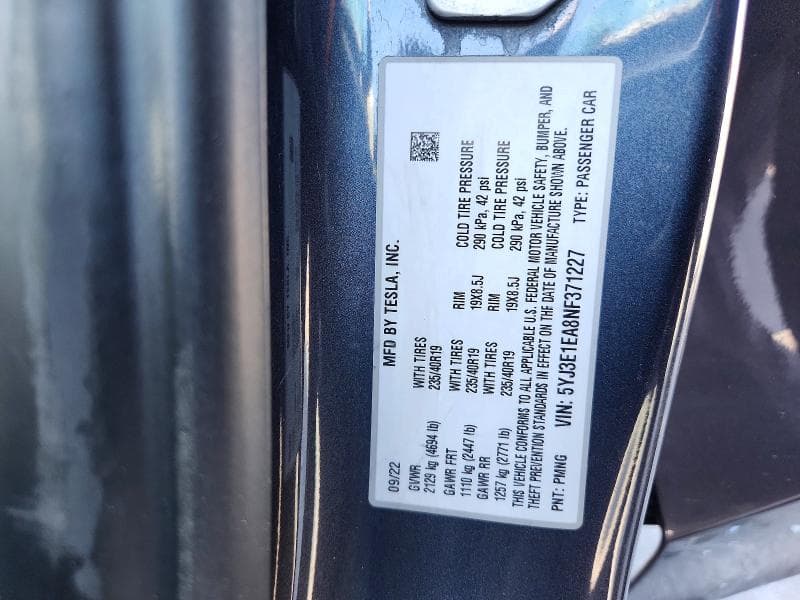 2022 TESLA MODEL 3 12
