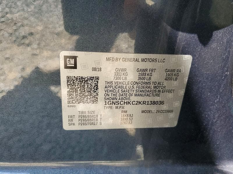 2019 CHEVROLET SUBURBAN C1500 LT 14
