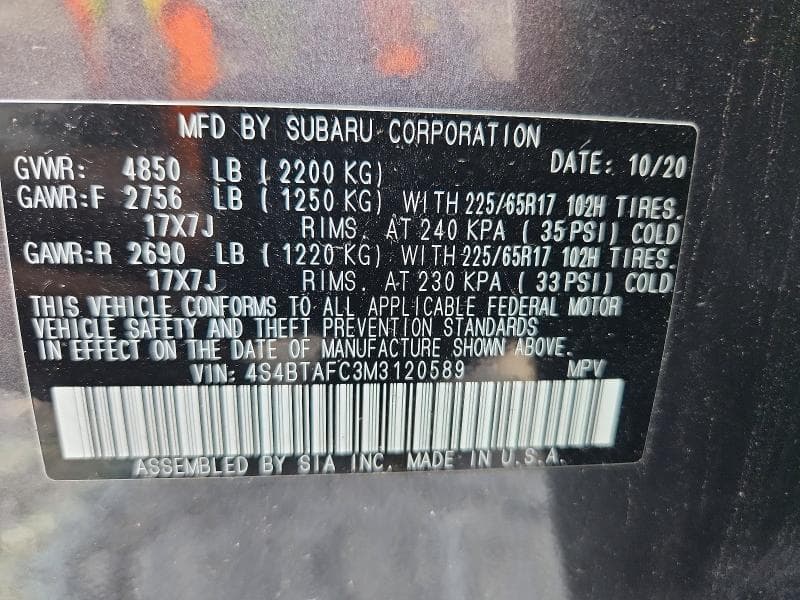 2021 SUBARU OUTBACK PREMIUM 13
