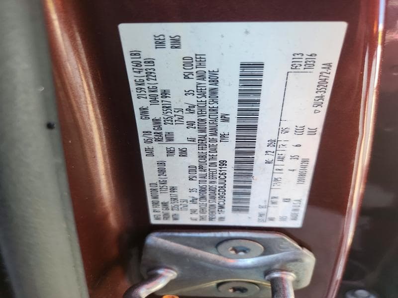 2018 FORD ESCAPE SE 12
