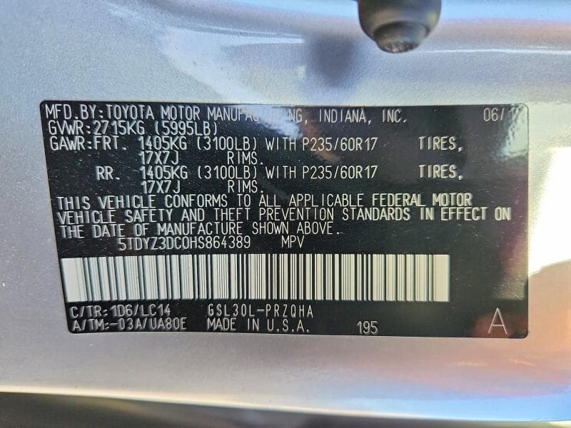 2017 TOYOTA SIENNA XLE 8-PASSENGER 13