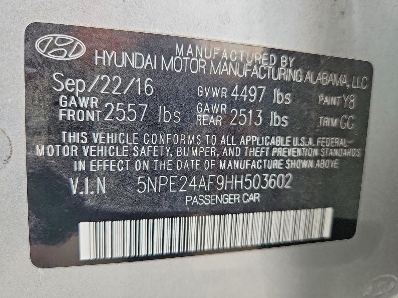 2017 HYUNDAI SONATA SE 12