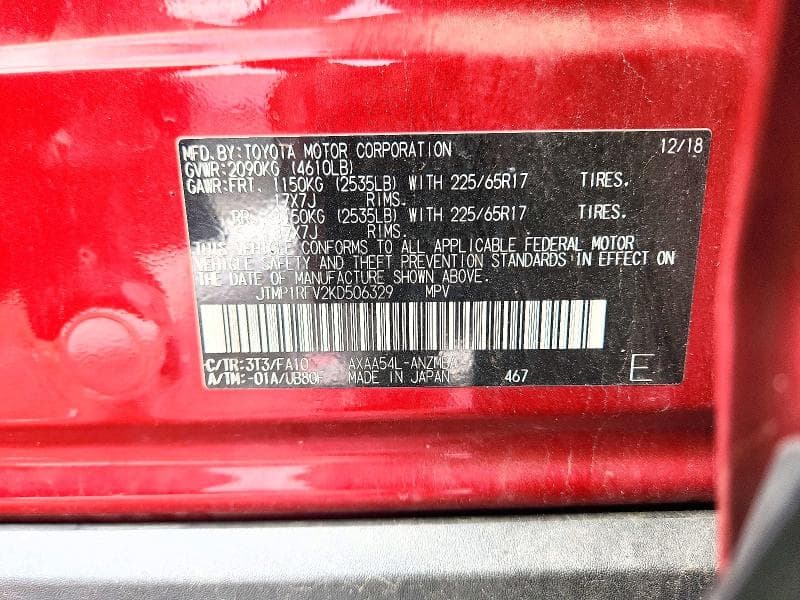 2019 TOYOTA RAV4 XLE 14